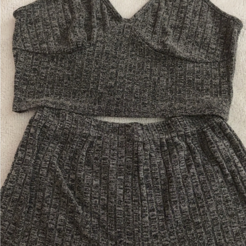 Gray Textured Two-Piece Set